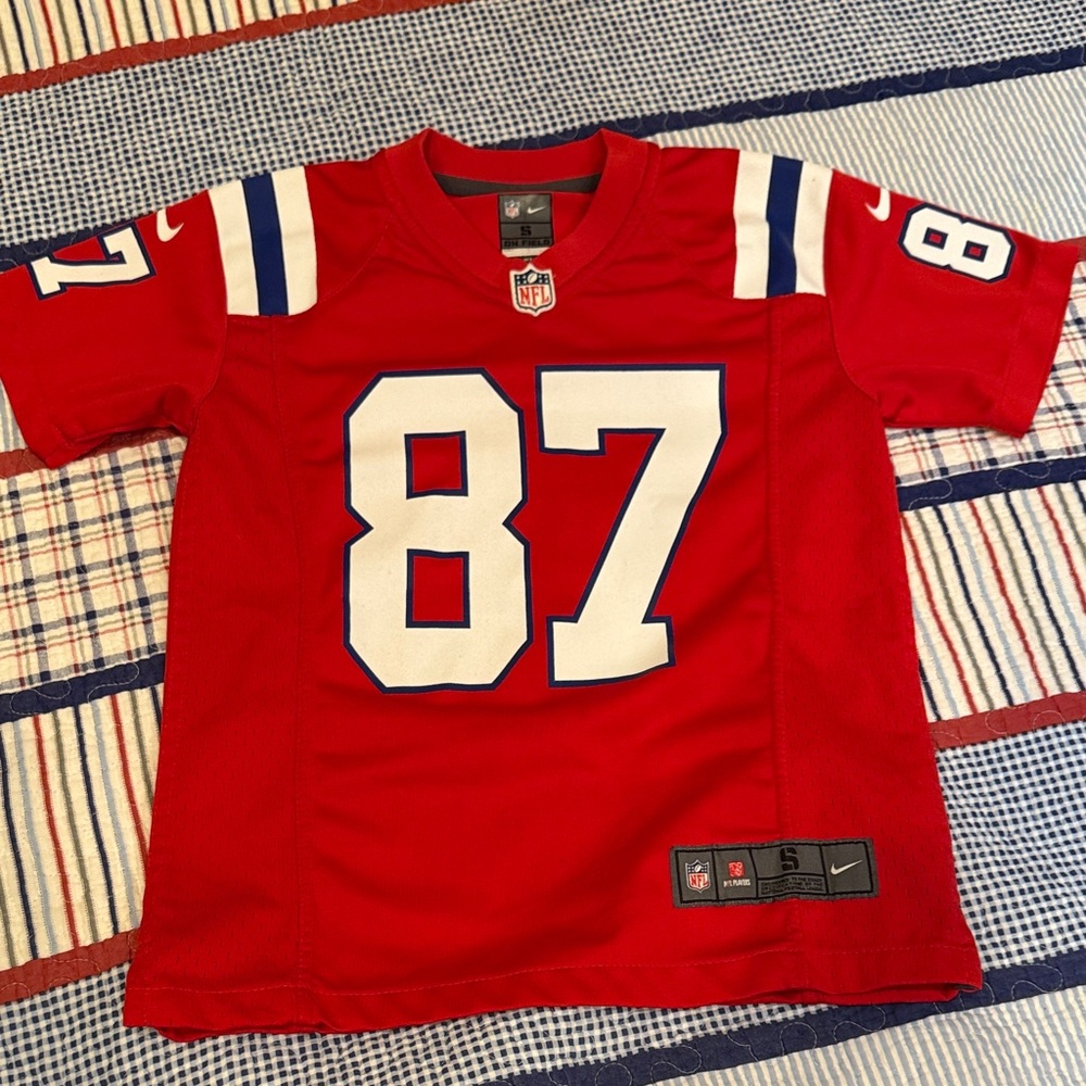 Nike Kids Red patriots Gronkowski 87 Jersey with White and Blue Accents